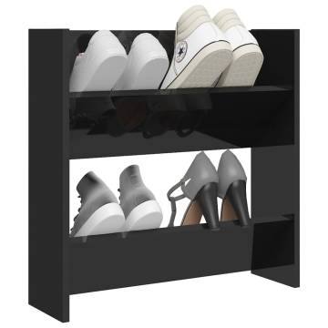 Wall Shoe Cabinet High Gloss Black - Space-Saving Design