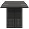 Garden Table with Glass Top - Black Poly Rattan 190x80 cm