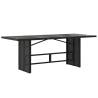 Garden Table with Glass Top - Black Poly Rattan 190x80 cm