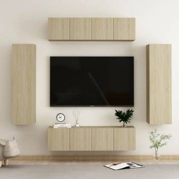 6 Piece TV Cabinet Set - Sonoma Oak Engineered Wood