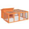 Brown Rabbit Hutch 144x123 cm - Solid Pine Wood for Pets