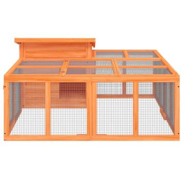 Brown Rabbit Hutch 144x123 cm - Solid Pine Wood for Pets