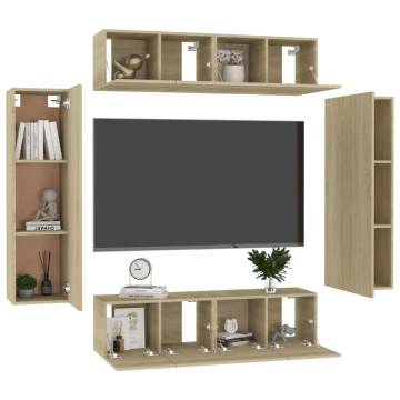 6 Piece TV Cabinet Set - Sonoma Oak Engineered Wood