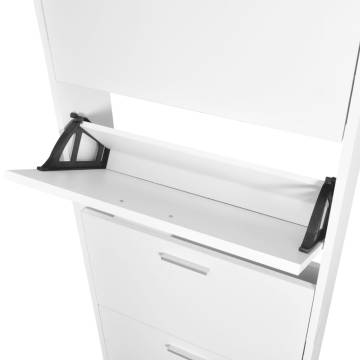 White Wooden Shoe Cabinet - 5 Compartment Storage Solution