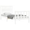 White Bed Frame with Headboard - 90x200 cm Solid Wood