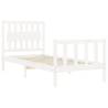 White Bed Frame with Headboard - 90x200 cm Solid Wood