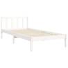 White Bed Frame with Headboard - 90x200 cm Solid Wood