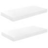 Stylish High Gloss White Floating Wall Shelves - 2 pcs