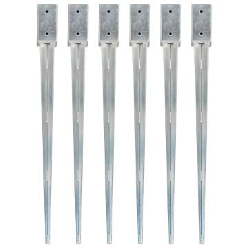 Ground Spikes 6 pcs Silver Galvanised Steel - Durable & Practical