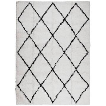 Shaggy Rug PAMPLONA 200x280 cm - Cream & Black Modern Design