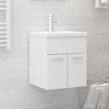 Stylish Sink Cabinet with Built-in Basin - White Engineered Wood