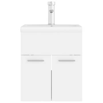 Stylish Sink Cabinet with Built-in Basin - White Engineered Wood