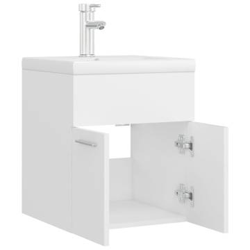 Stylish Sink Cabinet with Built-in Basin - White Engineered Wood