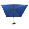 Azure Blue Cantilever Umbrella with LED Lights - 300 cm