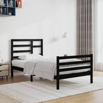 Black Solid Wood Bed Frame 90x200 cm - Modern Design