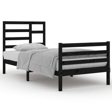 Black Solid Wood Bed Frame 90x200 cm - Modern Design