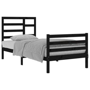 Black Solid Wood Bed Frame 90x200 cm - Modern Design