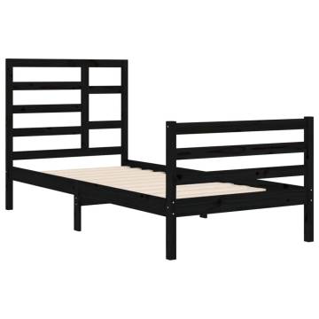 Black Solid Wood Bed Frame 90x200 cm - Modern Design