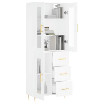 Elegant Highboard in White - 69.5x34x180 cm Engineered Wood