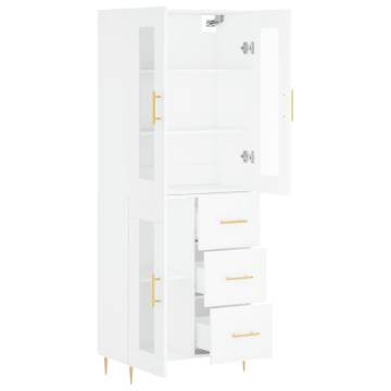 Elegant Highboard in White - 69.5x34x180 cm Engineered Wood