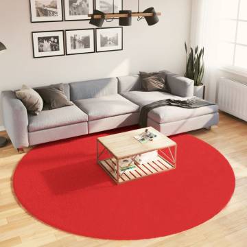 OVIEDO Red Short Pile Rug Ø 240 cm - Soft & Durable | HipoMarket