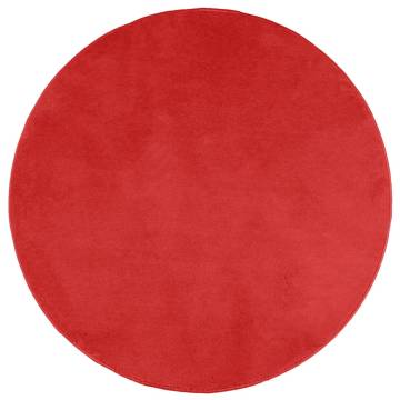 OVIEDO Red Short Pile Rug Ø 240 cm - Soft & Durable | HipoMarket