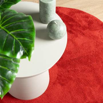 OVIEDO Red Short Pile Rug Ø 240 cm - Soft & Durable | HipoMarket