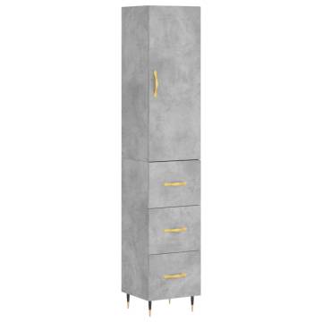 Stylish Highboard in Concrete Grey - 34.5x34x180 cm