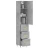 Stylish Highboard in Concrete Grey - 34.5x34x180 cm