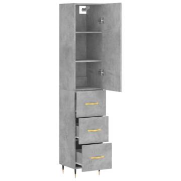 Stylish Highboard in Concrete Grey - 34.5x34x180 cm