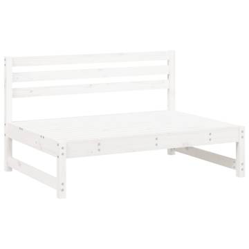 Garden Middle Sofa White - Solid Pine Wood 120x80 cm