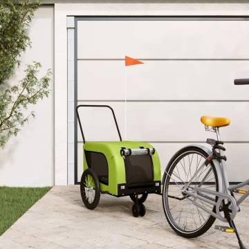 Pet Bike Trailer - Green & Black with Oxford Fabric & Iron