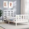 Bed Frame with Headboard White 90x190 cm Single Solid Wood Colour white Size 90 x 190 cm 