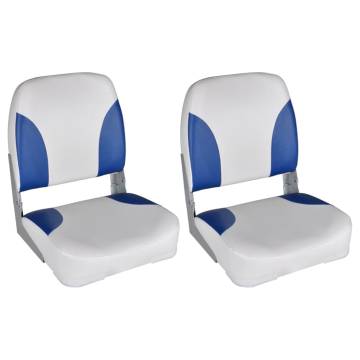 Boat Seats 2 pcs Foldable Backrest - Blue-White | Hipo Market