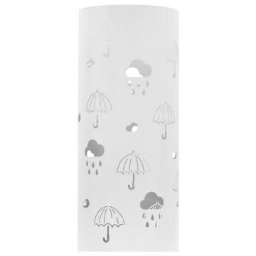 Modern White Steel Umbrella Stand - Stylish & Practical