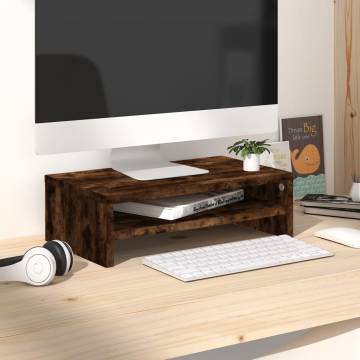 Monitor Stand Smoked Oak - 42x24x13 cm | Hipomarket