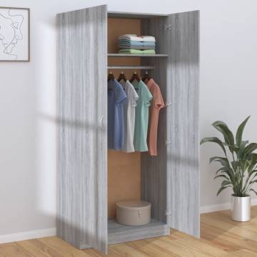 Grey Sonoma Wardrobe | 90x50x200 cm | Chic Storage Solution