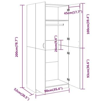 Grey Sonoma Wardrobe | 90x50x200 cm | Chic Storage Solution