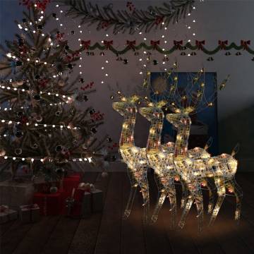 Acrylic Reindeer Christmas Decorations - 3 pcs Multicolour