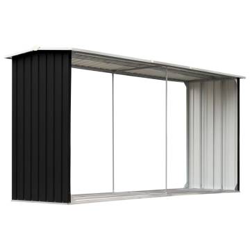 Garden Log Storage Shed - Galvanised Steel Anthracite 330x92x153