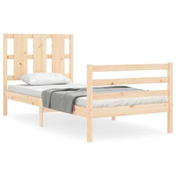 Solid Wood Bed Frame with Headboard 90x200 cm - Hipomarket