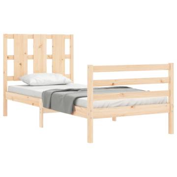 Solid Wood Bed Frame with Headboard 90x200 cm - Hipomarket