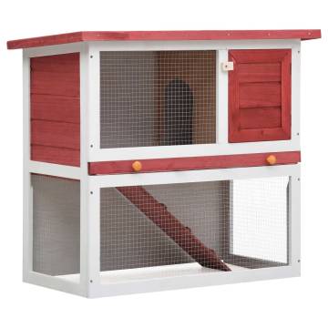 Outdoor Rabbit Hutch - Durable Red Wood for Small Pets