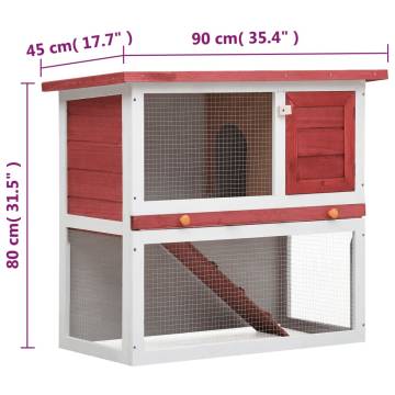 Outdoor Rabbit Hutch - Durable Red Wood for Small Pets