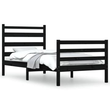 Solid Wood Pine Bed Frame 90x200 cm - Black | Hipo Market