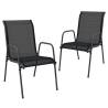 Garden Chairs 2 pcs Steel and Textilene Black - Comfortable & Durable