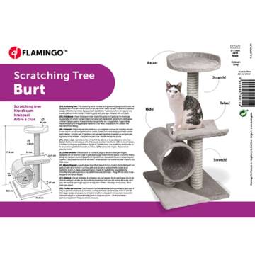 FLAMINGO Cat Scratching Tree Burt - Grey 40x40x77 cm