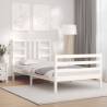 White Bed Frame with Headboard 90x200 cm | Solid Wood Design