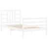 White Bed Frame with Headboard 90x200 cm | Solid Wood Design