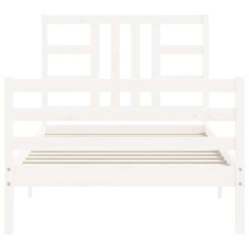 White Bed Frame with Headboard 90x200 cm | Solid Wood Design